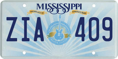 MS license plate ZIA409
