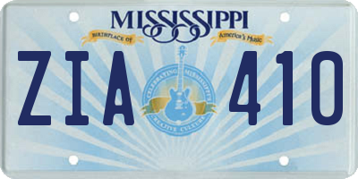 MS license plate ZIA410