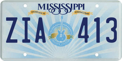 MS license plate ZIA413