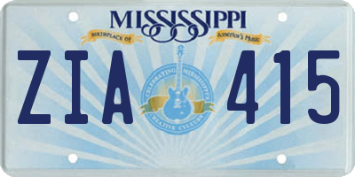MS license plate ZIA415