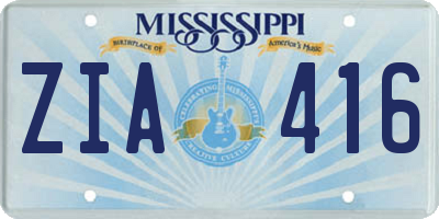 MS license plate ZIA416