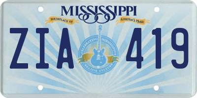 MS license plate ZIA419