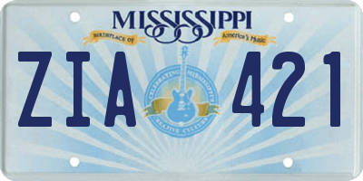 MS license plate ZIA421