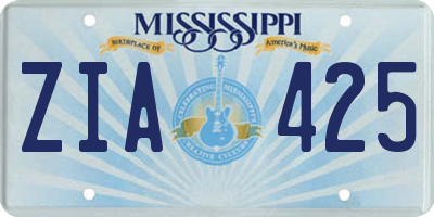 MS license plate ZIA425