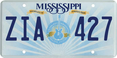 MS license plate ZIA427