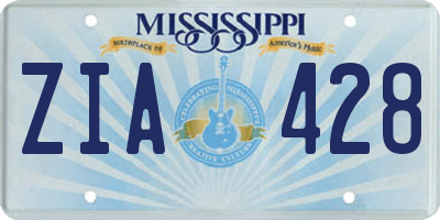 MS license plate ZIA428