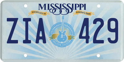MS license plate ZIA429