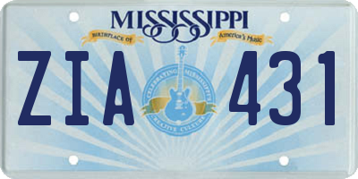 MS license plate ZIA431