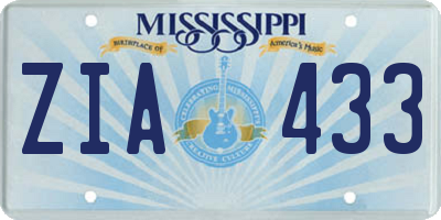 MS license plate ZIA433