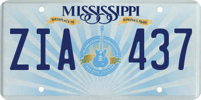 MS license plate ZIA437