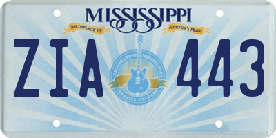 MS license plate ZIA443