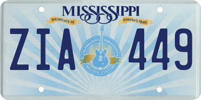 MS license plate ZIA449