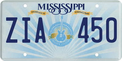 MS license plate ZIA450