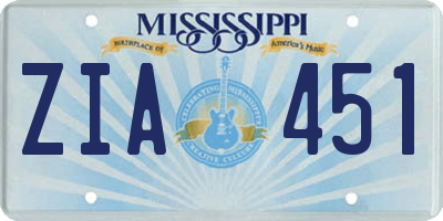 MS license plate ZIA451