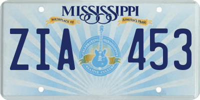 MS license plate ZIA453