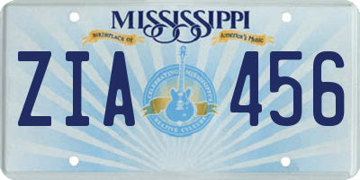 MS license plate ZIA456