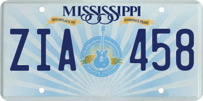 MS license plate ZIA458
