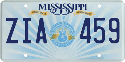 MS license plate ZIA459