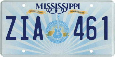 MS license plate ZIA461
