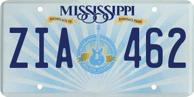 MS license plate ZIA462