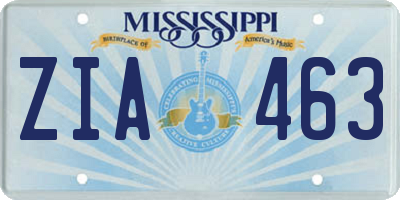 MS license plate ZIA463
