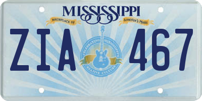 MS license plate ZIA467