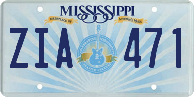 MS license plate ZIA471