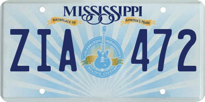MS license plate ZIA472