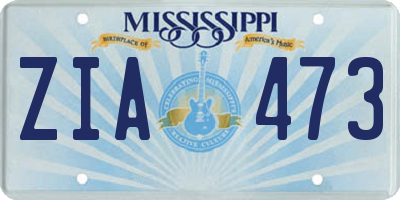 MS license plate ZIA473
