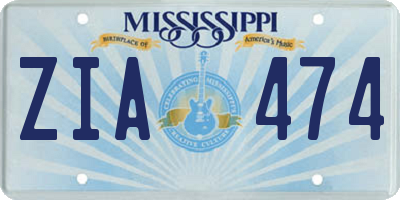 MS license plate ZIA474