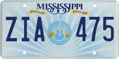 MS license plate ZIA475
