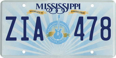 MS license plate ZIA478