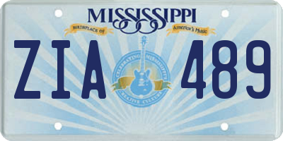 MS license plate ZIA489