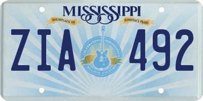 MS license plate ZIA492