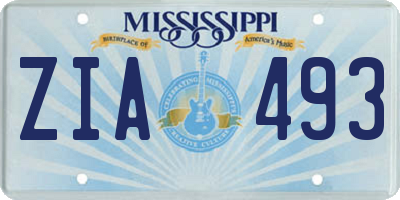 MS license plate ZIA493