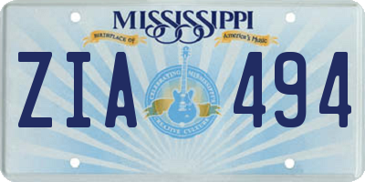 MS license plate ZIA494