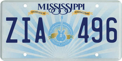 MS license plate ZIA496