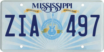 MS license plate ZIA497