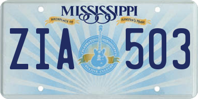 MS license plate ZIA503