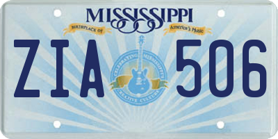 MS license plate ZIA506
