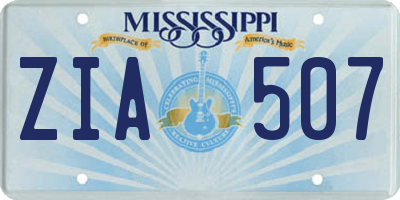 MS license plate ZIA507
