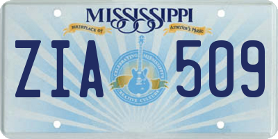 MS license plate ZIA509