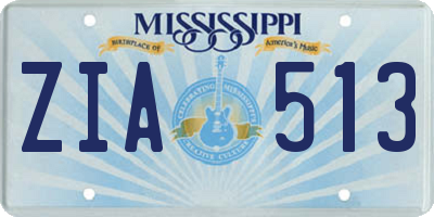 MS license plate ZIA513