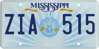 MS license plate ZIA515