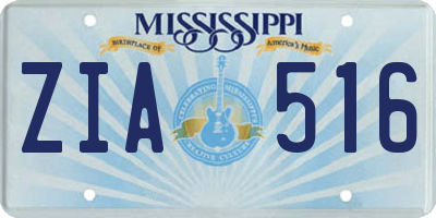 MS license plate ZIA516
