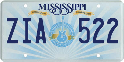 MS license plate ZIA522