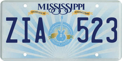 MS license plate ZIA523