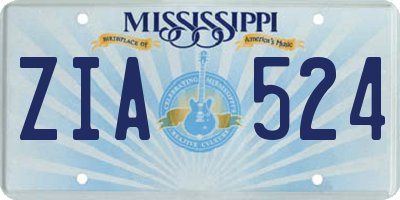 MS license plate ZIA524