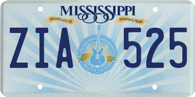 MS license plate ZIA525