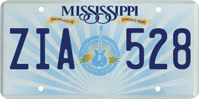 MS license plate ZIA528